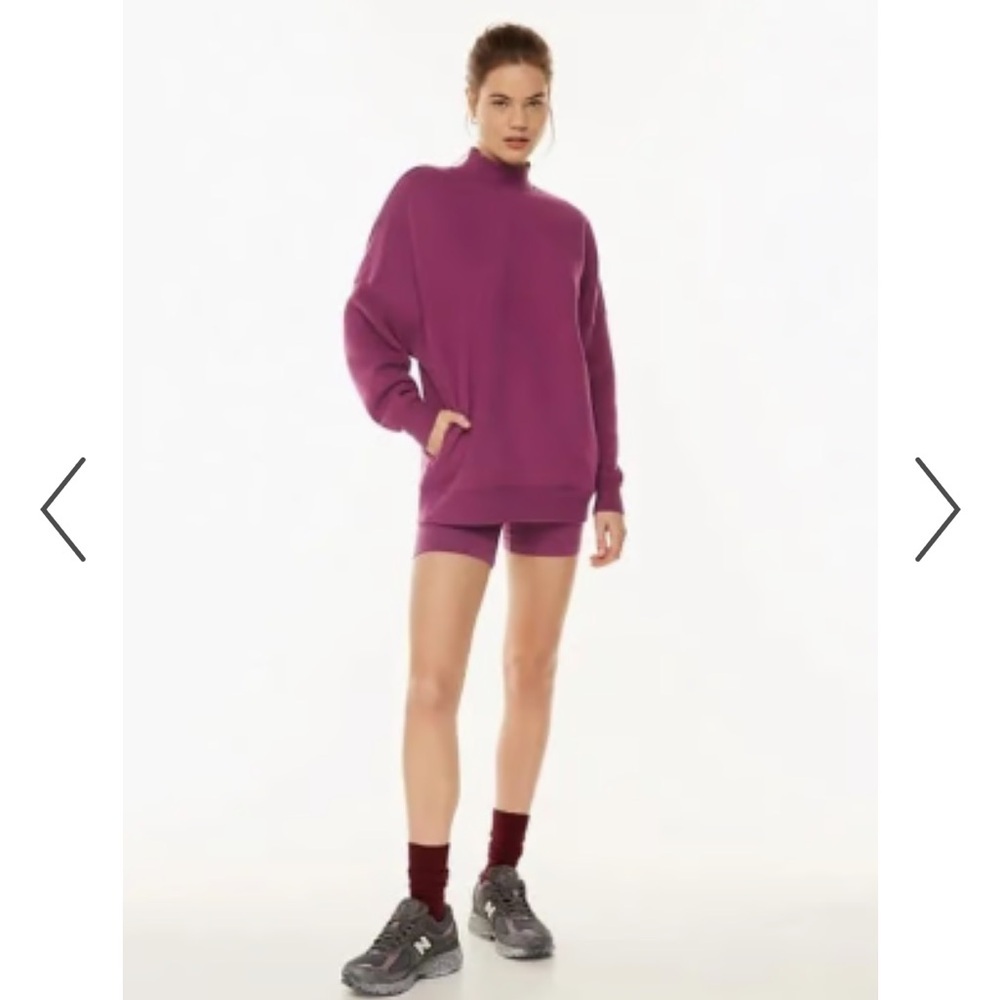 Aritzia TNA Sweatfleece Cozy Fleece Mock Neck Sweatshirt size 1 Mega Fit Maroon